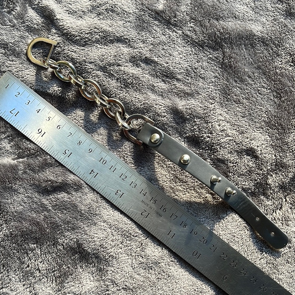 Silver and Faux Leather Bracelet - Grey